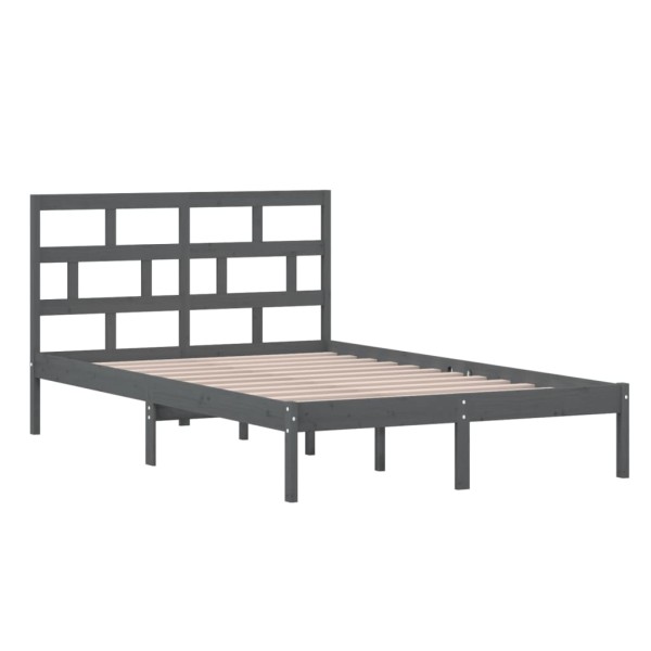 Estructura de cama madera maciza de pino gris 120x200 cm