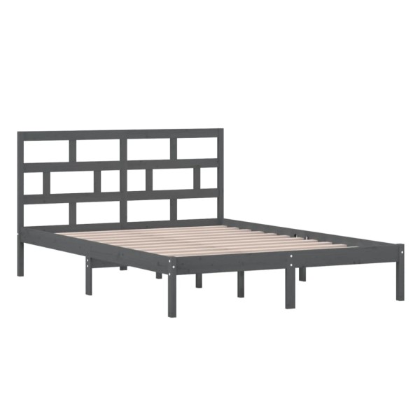 Estructura de cama de madera maciza de pino gris 140x200 cm