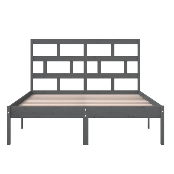 Estructura de cama de madera maciza de pino gris 140x200 cm