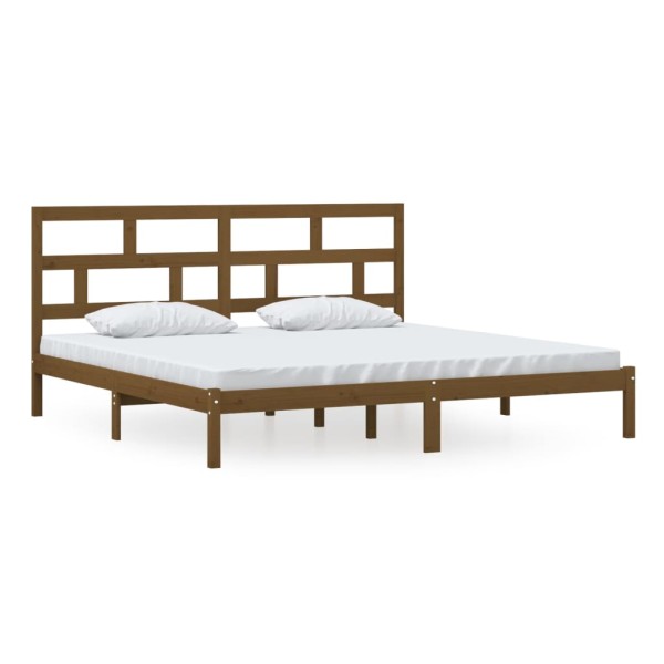 Estructura de cama madera maciza de pino marrón miel 200x200 cm