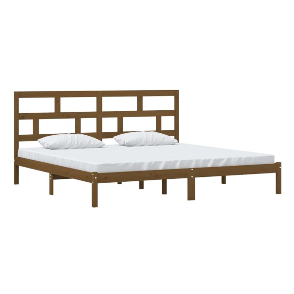 Estructura de cama madera maciza de pino marrón miel 200x200 cm