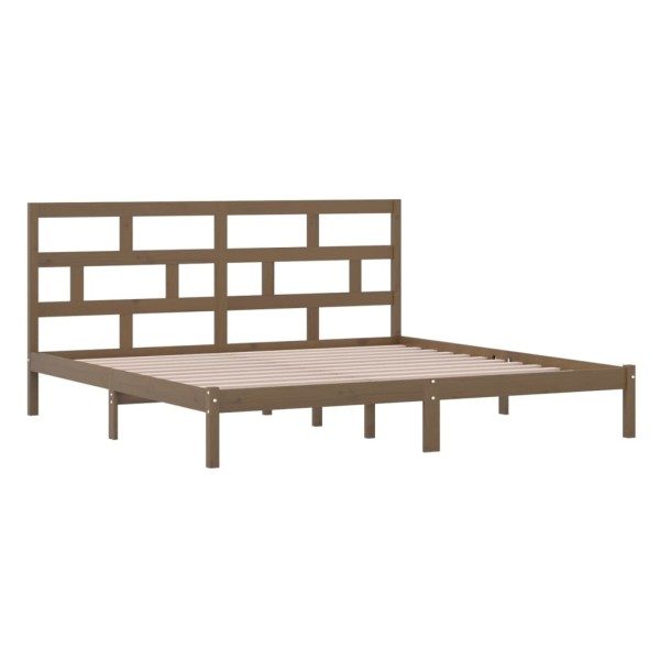 Estructura de cama madera maciza de pino marrón miel 200x200 cm