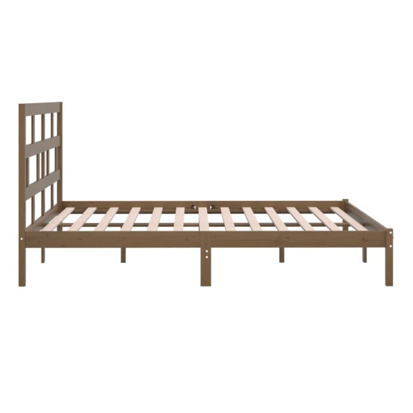 Estructura de cama madera maciza de pino marrón miel 200x200 cm