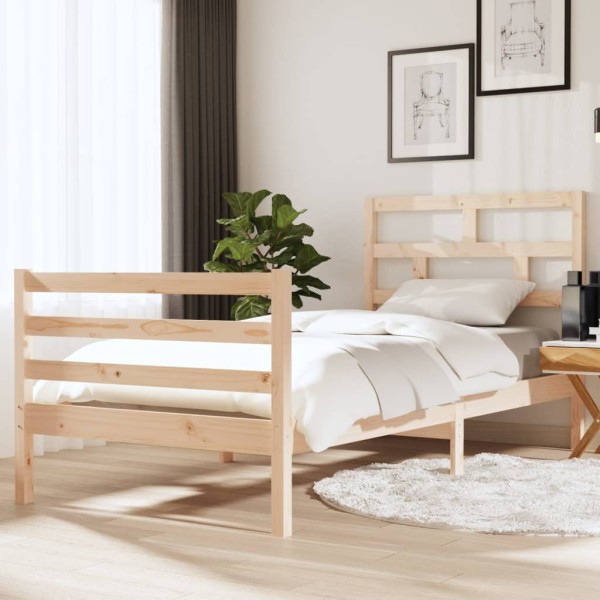 Estructura de cama madera maciza individual 90x190 cm