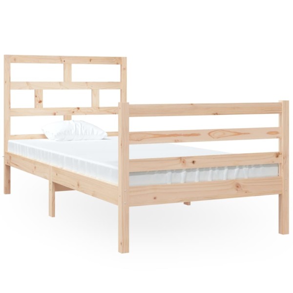 Estructura de cama madera maciza individual 90x190 cm