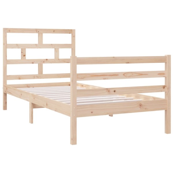 Estructura de cama madera maciza individual 90x190 cm