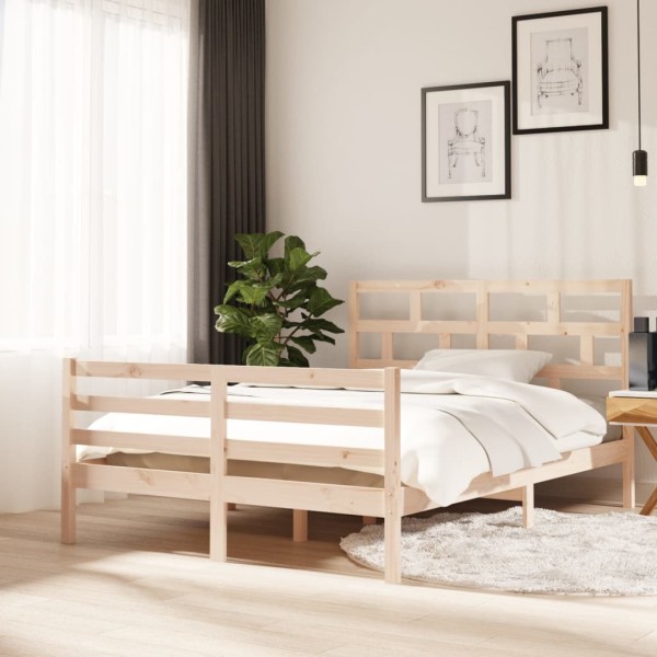 Estructura de cama de madera maciza de pino 140x200 cm