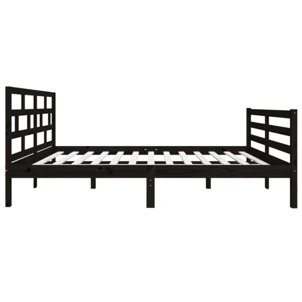 Estructura de cama doble de madera maciza negro 4FT6 135x190 cm