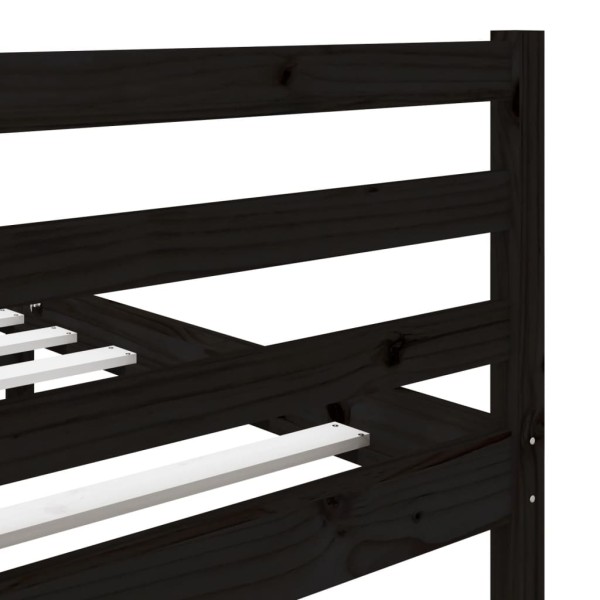 Estructura de cama doble de madera maciza negro 4FT6 135x190 cm