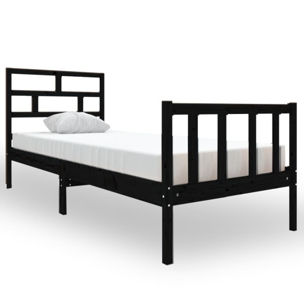 Estructura de cama madera maciza de pino negro 75x190 cm