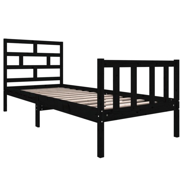 Estructura de cama madera maciza de pino negro 75x190 cm