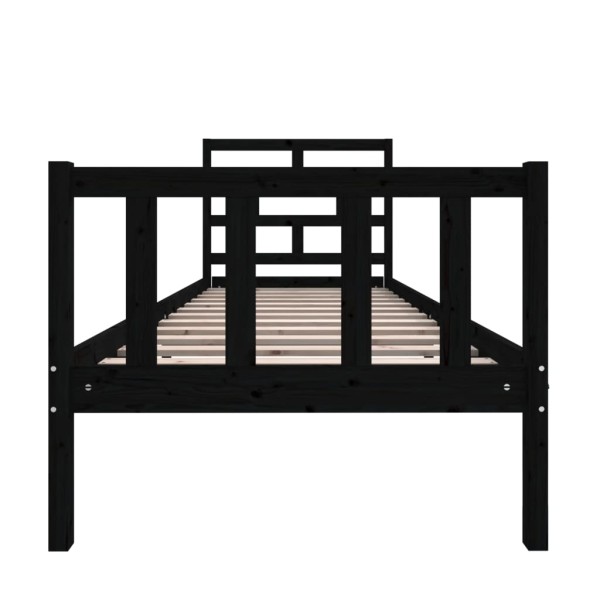 Estructura de cama madera maciza de pino negro 75x190 cm