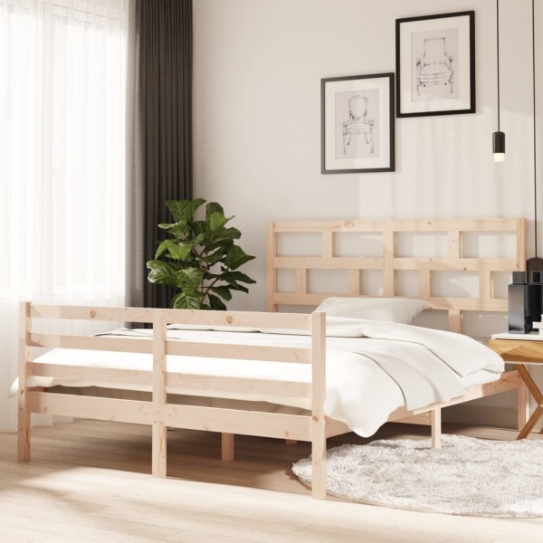 Estructura de cama King Size madera maciza 150x200 cm