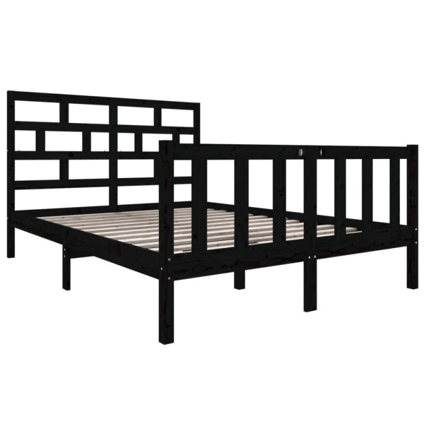 Estructura de cama madera maciza de pino negro 135x190 cm