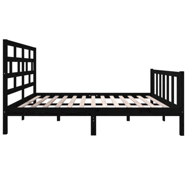 Estructura de cama madera maciza de pino negro 135x190 cm