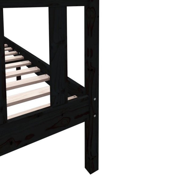 Estructura de cama madera maciza de pino negro 135x190 cm