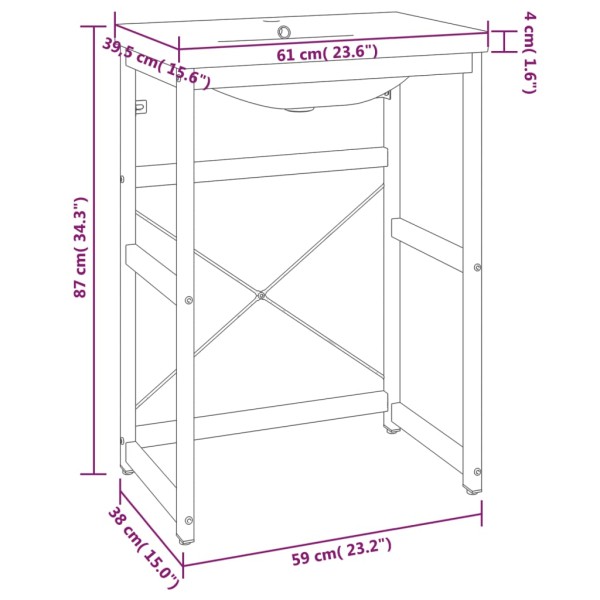 Estructura de baño con lavabo incorporado hierro blanco