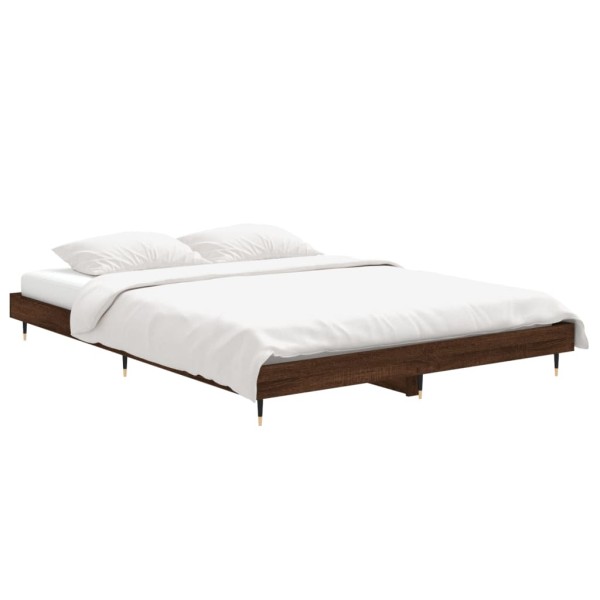 Estructura de cama madera contrachapada marrón roble 135x190 cm