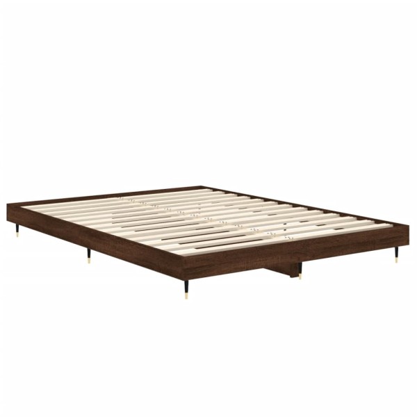 Estructura de cama madera contrachapada marrón roble 135x190 cm