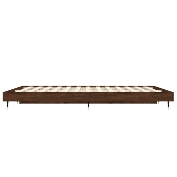 Estructura de cama madera contrachapada marrón roble 135x190 cm