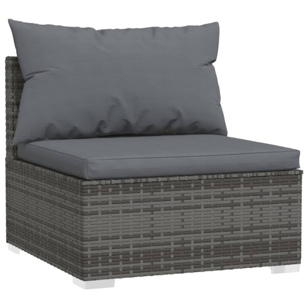 Set de muebles de jardín 12 pzas cojines ratán sintético gris