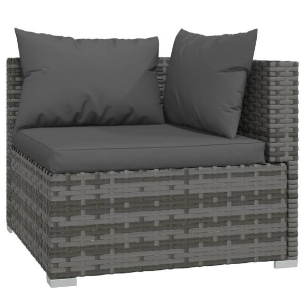 Set de muebles de jardín 12 pzas cojines ratán sintético gris