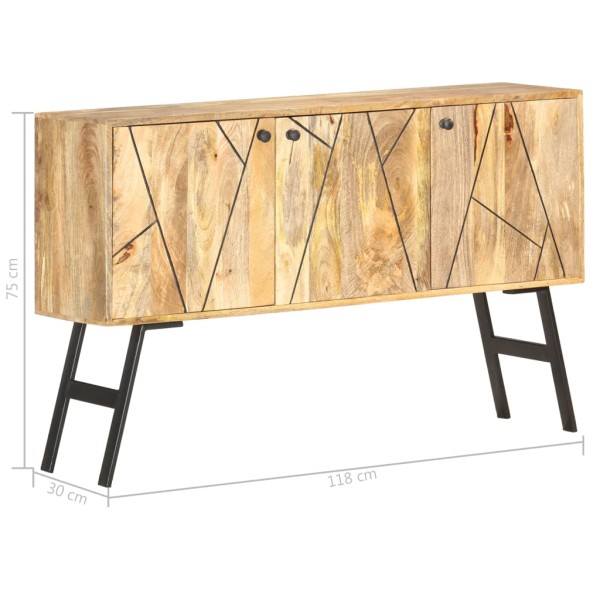 Aparador de madera maciza de mango 118x30x75 cm