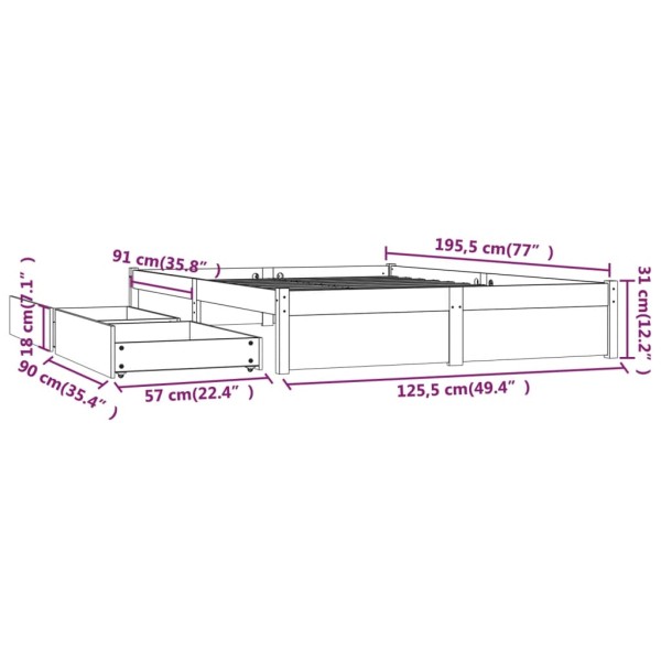 Estructura de cama con cajones 120x190 cm