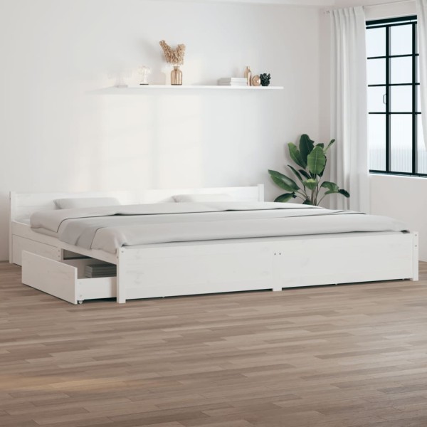 Estructura de cama con cajones blanco super king 180x200 cm