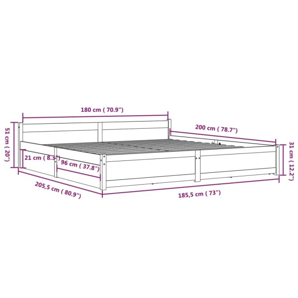 Estructura de cama con cajones blanco super king 180x200 cm