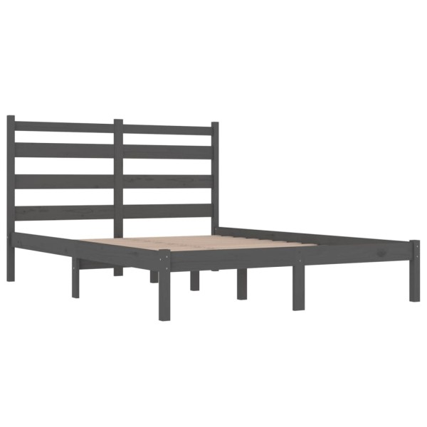 Estructura de cama de matrimonio madera de pino gris 135x190 cm