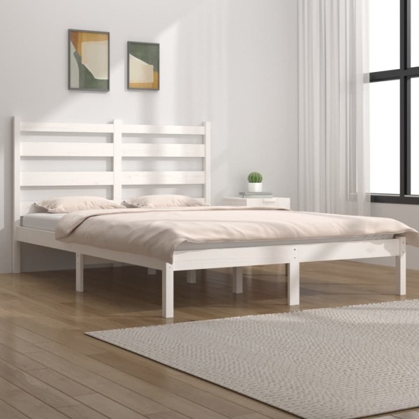 Estructura de cama matrimonial madera de pino blanca 120x190 cm