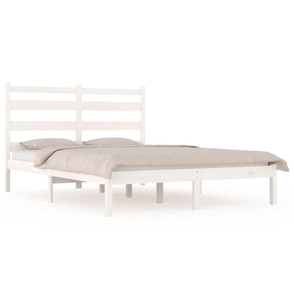 Estructura de cama matrimonial madera de pino blanca 120x190 cm