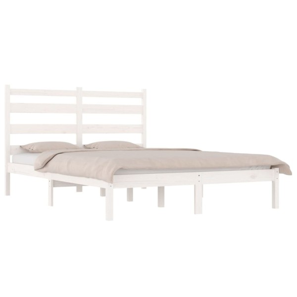 Estructura de cama matrimonial madera de pino blanca 120x190 cm