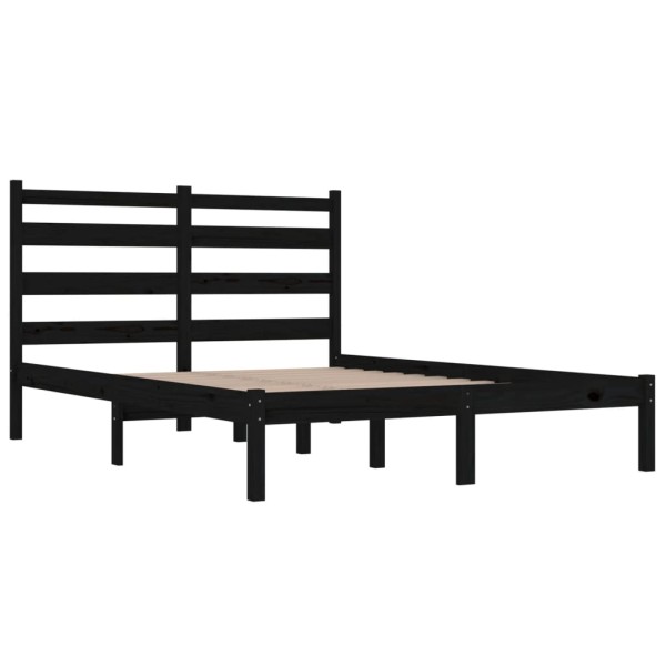 Estructura de cama madera maciza de pino negra 180x200 cm