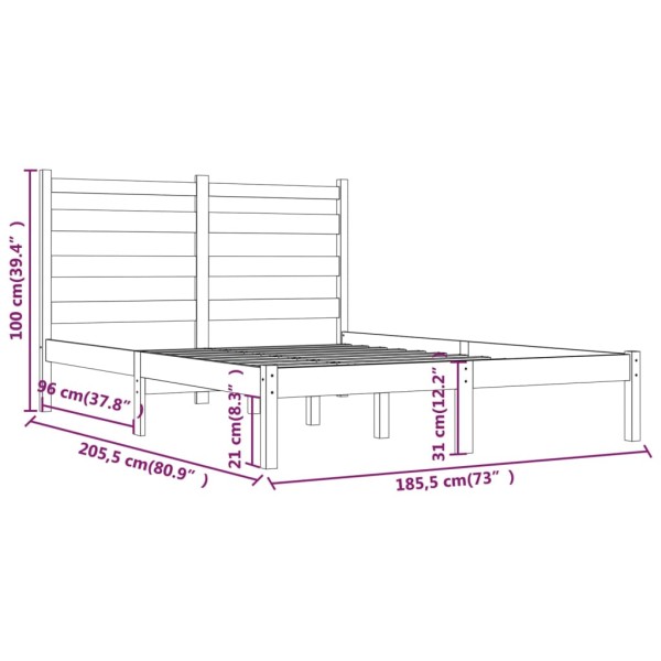 Estructura de cama madera maciza de pino negra 180x200 cm