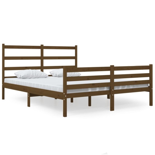 Estructura de cama doble pequeña madera pino marrón 120x190 cm