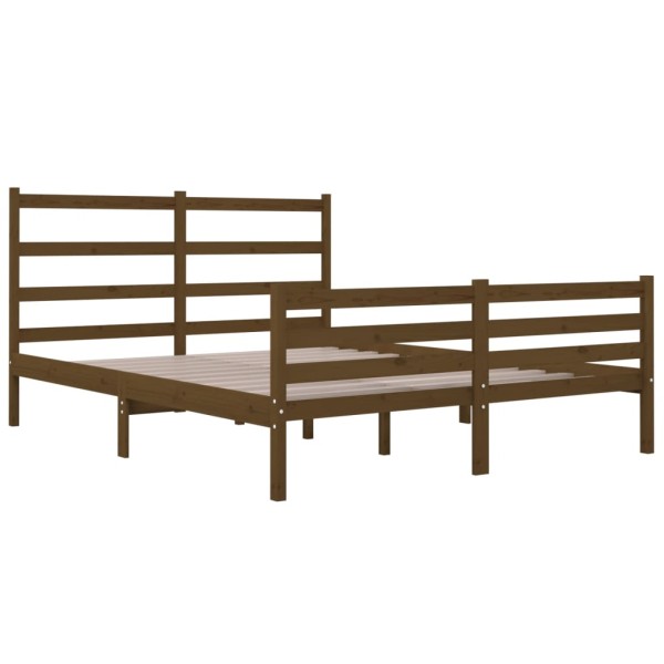 Estructura de cama doble pequeña madera pino marrón 120x190 cm