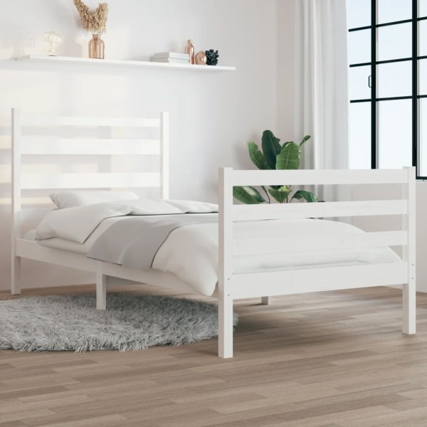 Estructura de cama madera maciza de pino blanco 90x200 cm