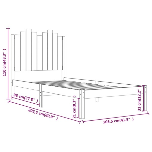 Estructura de cama madera maciza de pino blanco 100x200 cm