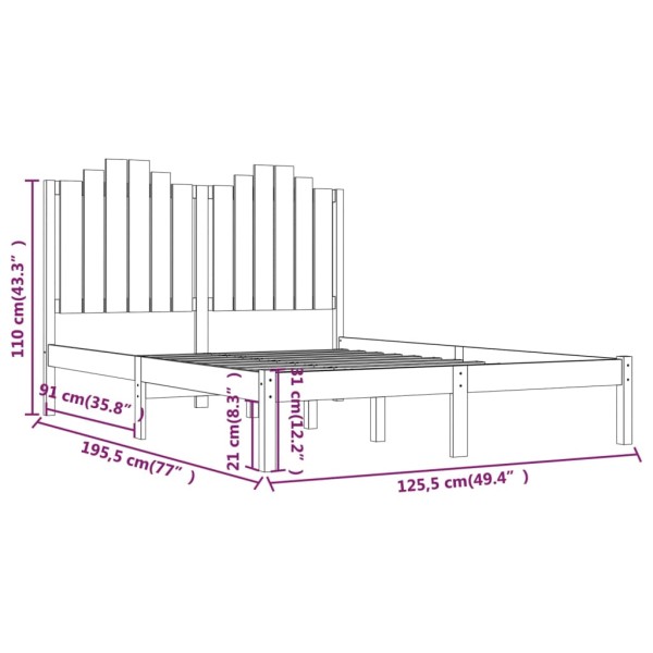 Estructura de cama madera maciza de pino 120x190 cm