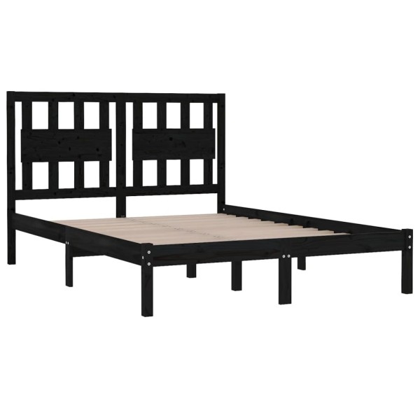 Estructura cama madera maciza pino negra king size 150x200 cm