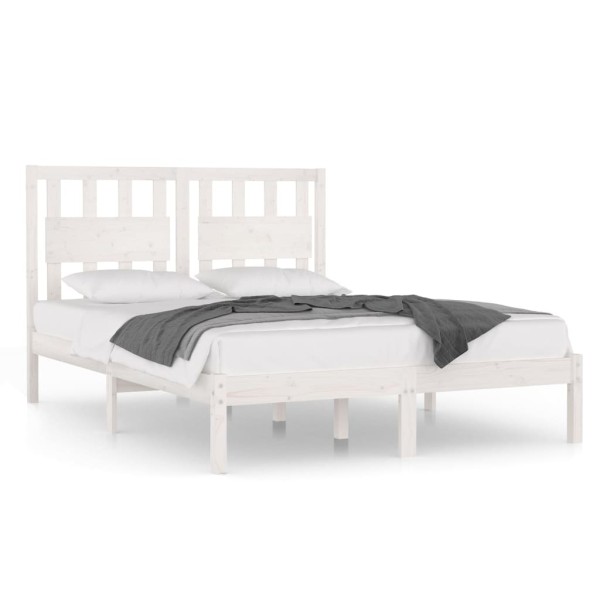 Estructura de cama madera de pino doble blanca 135x190 cm