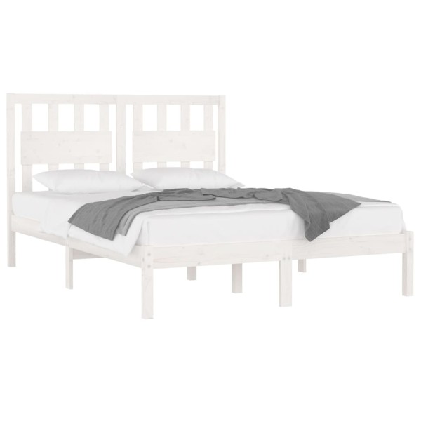 Estructura de cama madera de pino doble blanca 135x190 cm