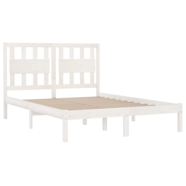 Estructura de cama madera de pino doble blanca 135x190 cm