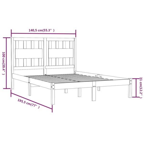 Estructura de cama madera de pino doble blanca 135x190 cm