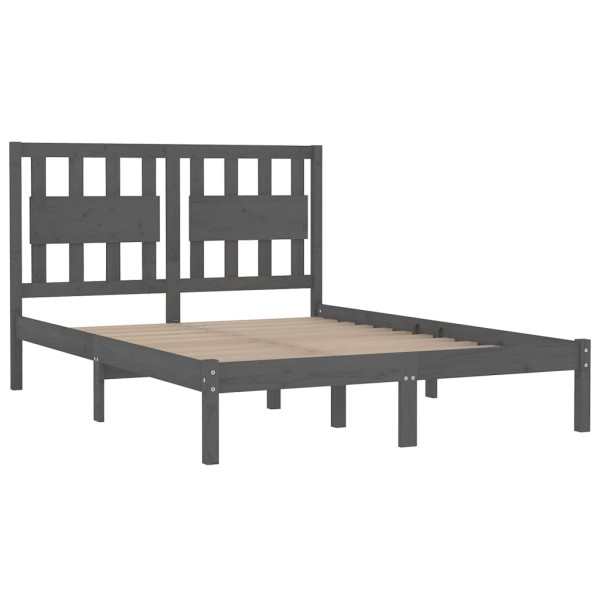 Estructura de cama madera maciza pino gris king size 150x200 cm