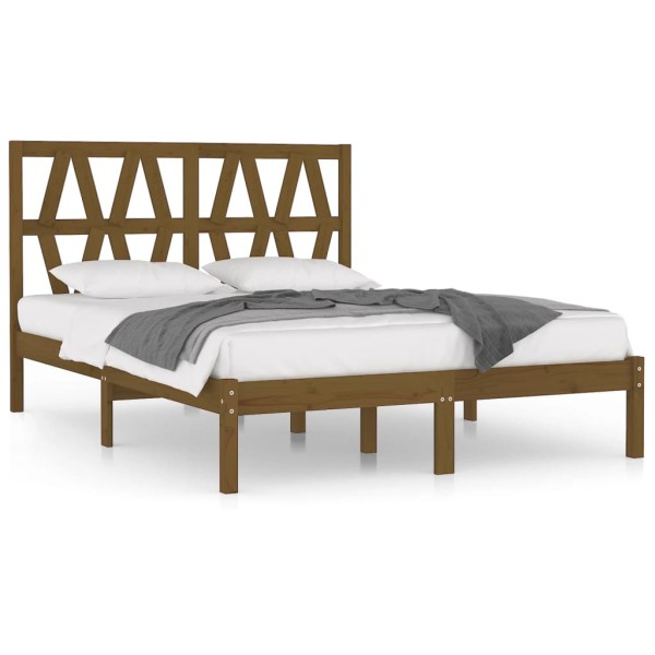 Estructura de cama madera maciza de pino marrón miel 140x200 cm