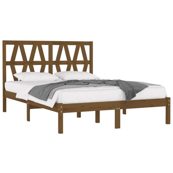 Estructura de cama madera maciza de pino marrón miel 140x200 cm