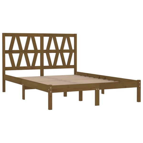 Estructura de cama madera maciza de pino marrón miel 140x200 cm